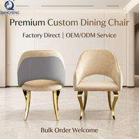 Chaise d'appoint en velours bicolore avec pieds en acier inoxydable doré, chaises de salle à manger rembourrées, chaises de restaurant, OEM