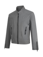 Veste aviateur unisexe Penpace en denim coupe ample coupe-vent à col montant, style vintage, couleur unie, pour l'automne