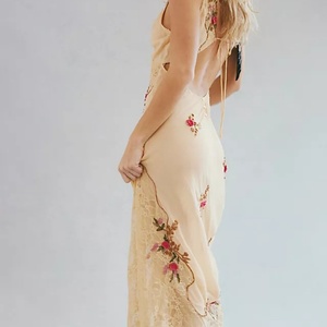 Robe longue élégante pour femme, été 2025, à fleurs, sans manches, col en V, décontractée, pour soirée - Product Image 3