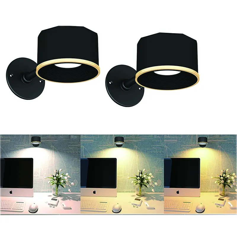 Rechargeable RGB Reading Bedside Lamp Wireless Magnetic Wall Light with Remote
