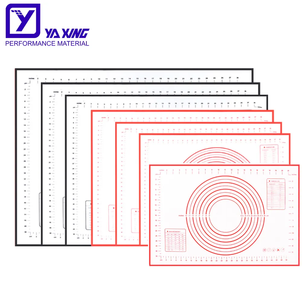 Siliconen Gebak Mat Met Metingen Food Grade Voor Cookie Cake Pizza Anti-aanbak Antislip Siliconen Deeg Rolling Mat