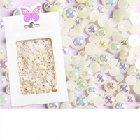 CY coloré lâche perles perles ongles ensemble demi-rond tailles mélangées ongles conceptions accessoires Flatback ABS perles