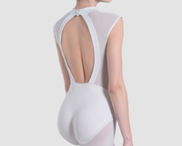 CL00460 Maillot de Ballet con Cuello Alto y Paneles de Malla con Recortes en la Espalda para Mujer, sin Mangas, para Danza, Gimnasia y Entrenamiento