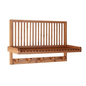 Wooden Wall Dish Rack <b>Shelf</b> With <b>Hooks</b> For Kitchen Storage Hanging Plate And Cup Organizer - Product Image 5