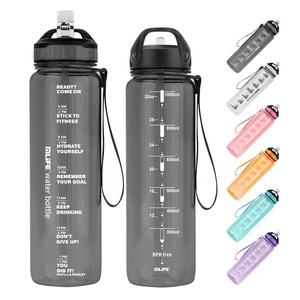 Botella de agua de gimnasio sin BPA personalizada <span class=keywords><strong>Tristan</strong></span>, marcador de tiempo, botella de agua deportiva de plástico portátil que incluye tapa novedosa para comida - Product Image 5