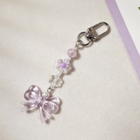 Ensemble de porte-clés perlés mignons, breloques esthétiques papillon/fleur/cœur avec perles acryliques colorées, cadeau pour fille ou femme