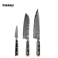 Nouveaux produits 4 ensembles de couteaux de chef en acier inoxydable coupe damas couteau à viande et à fruits de cuisine avec manche en bois pour un usage domestique