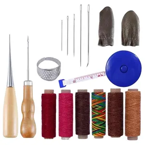 Leer Naaien Naalden Stiksels Priem Naald Set Draad Vingerhoed Schoen Reparatie Tool Leathercraft Tool Sets Handgereedschap Set