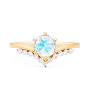 แหวนหมั้นทรงหกเหลี่ยมสีโรสโกลด์ประดับมูนสโตน สไตล์น่ารัก เครื่องประดับงานแต่งงานสำหรับงานปาร์ตี้ ของขวัญวันครบรอบ สำหรับแหวนนิรันดร์ - Product Image 3