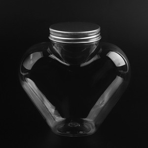 Garrafa em Forma de Coração de 16oz 450ml Transparente Vazia para Suco Bubble Boba Chá Café Copo Jarro de Plástico PET com Tampa - Product Image 6