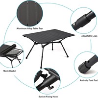 Table pliante haut de gamme en alliage d'aluminium réglable de 90 cm pour camping, type « Egg Roll »