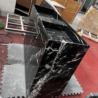 Vente en gros de lavabos sur pied en marbre naturel Nero Marquina noir, rectangulaires, en pierre