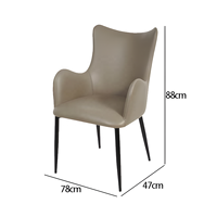 Chaise de salle à manger italienne en cuir de luxe léger, fauteuil moderne haut de gamme avec dossier rembourré