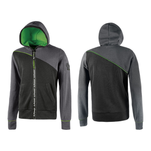Sudadera 'Júpiter' con cremallera completa de talla XXL en producto de tela gris/verde - Product Image 1