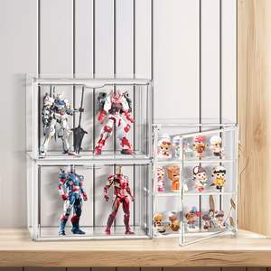 DAYOOH Hochtransparenter Desktop Mini Blind Box Organizer 2-stöckig Stapelbar Faltbar Acryl Spielfiguren Vitrine Aufbewahrungsbox - Product Image 5