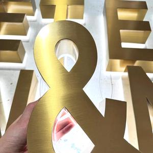 Tùy chỉnh kênh letetrs dấu hiệu Acrylic thép không gỉ nhôm đen vàng trở lại ánh sáng dấu hiệu <span class=keywords><strong>LED</strong></span> chiếu sáng dấu hiệu - Product Image 2