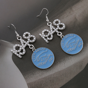 All'ingrosso elegante luce blu morbido smaltato Sorority Zeta Amicae gioielli da signora 1948 di <span class=keywords><strong>perle</strong></span> e simbolo ZA <span class=keywords><strong>orecchini</strong></span> pendenti - Product Image 4