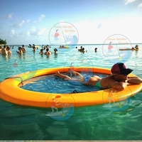 Lit d'eau gonflable rond, hamac flottant en PVC antidérapant, tapis de relaxation durable pour usage commercial en resort, piscine, plage, lac