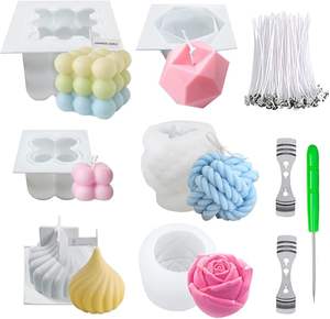 6 pièces boule de fil bulle 3D Rose Silicone bougie moule ensemble bricolage cuisson gâteau moule cire de soja Silicone moule - Product Image 1