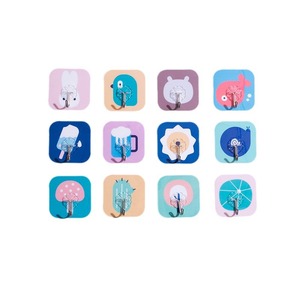 Adhesive Cartoon <b>Hooks</b> Square Removable Wall Mounted For <b>Kitchen</b> Bathroom Doors Novelty <b>Hooks</b> Mixed Color - Product Image 5