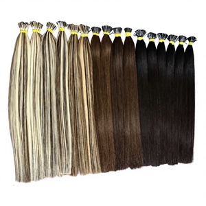Extensions de cheveux humains Remy I-Tip couleur piano personnalisée, double épaisseur, lisses et soyeuses, à pointe kératine - Product Image 1