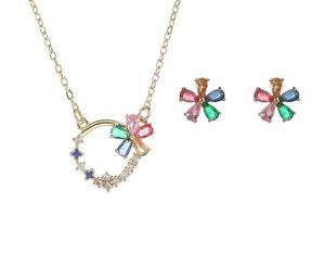 Conjunto de Joyería de Flores Chapado en Oro de 18K, Collar y Pendientes Modernos, Nueva Llegada, Aleación de Cobre, Joyería para Fiesta, Diseño Floral - Product Image 3