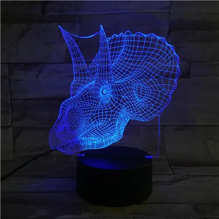 Lampada ricaricabile 3D della luce notturna dei bambini ricaricabile del dinosauro a forma di animale su misura 3D di Dropshipping cambiante portatile