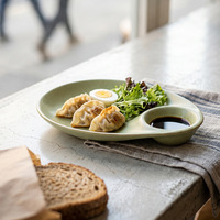 Assiette à dumplings en céramique rustique vintage personnalisée, avec compartiments, pour une personne, usage domestique, plateau à collations, assiette à bain de marinade