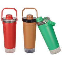 Bouteille shaker à protéines Olerd avec poignée, compartiment de rangement pour poudre, double paroi isolée sous vide en acier inoxydable, anti-fuite, pour la salle de sport
