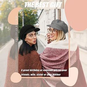 Nuevo Estilo de Moda, Boina de Lana para Mujer, Visera, Otoño Invierno, Tejida, Clásica, Estilo Newsboy, Cálida, para Viajes al Aire Libre, Uso Diario - Product Image 6