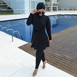 Burkini Tradizionale <span class=keywords><strong>Musulmano</strong></span> Tre Pezzi: Abaya, Hijab e <span class=keywords><strong>Costume</strong></span> <span class=keywords><strong>da</strong></span> <span class=keywords><strong>Bagno</strong></span> Modesto a Collo Alto - Product Image 6