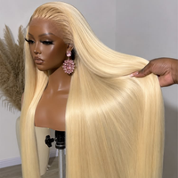 Cabello Remy Indio 613 HD para Peluca, con Nudos Decolorados Transparentes, Sin Pegamento, Largo, 180-400g