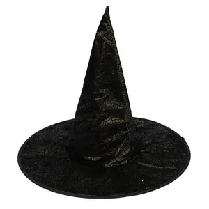 Halloween Death Day Decoration Haunted House Party 18" Height Spider Web Black Witch Hat Prop HC7-10Z-15135 Model