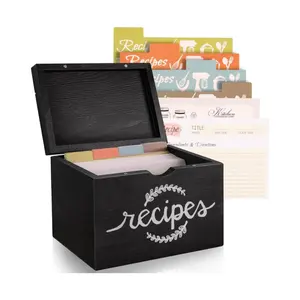 Caja de recetas de estaño con impresión colorida personalizada con juegos de tarjetas y divisores, tarjetas de recetas 4x6, regalo de inauguración de la casa
