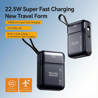 Power Bank MH811 Disetujui Maskapai, 20000mAh 45W PD, Kabel Ganda Terintegrasi, Layar HD 4 Perangkat, Pengisian Cepat, Aman, OEM