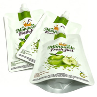 Pochette souple personnalisée imprimée en flexographie avec bec verseur, qualité alimentaire, multi-couches, pour jus de fruits (recharge)