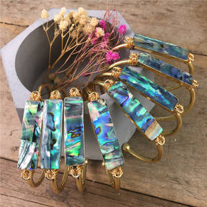 LS-A2861 İnanılmaz moda doğal <span class=keywords><strong>abalone</strong></span> kabuk bileklik, yüksek kaliteli altın kaplama tel sarma bileklik manşet bilezik takı - Product Image 1