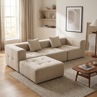 Canapé moderne en velours en forme de U, design minimaliste, garnissage en éponge, housse en laine d'agneau, portable et amovible pour petits appartements