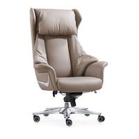 Chaise de bureau ergonomique de luxe avec cuir véritable et mousse haute densité, style européen, dossier haut, chaise pivotante de direction
