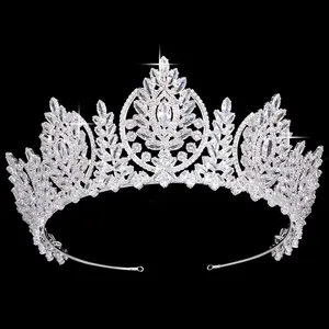 Echsio coroa para noivas, coroa fina brilhante, alta qualidade, zircônia, princesa, coroa, joias para senhoras, presente de festa, bc4459