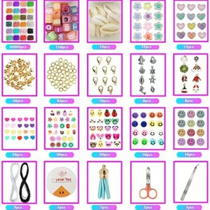 Juego de 31000 Cuentas de Vidrio, Cuentas con Letras del Alfabeto, Cuentas con Caras Sonrientes y Frutas, para Manualidades y Joyería DIY - Product Image 3