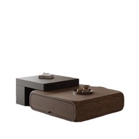 Ensemble de tables basses italiennes modernes minimalistes durables, luxe léger, bois massif, noyer noir, extensible, petit mobilier de salon