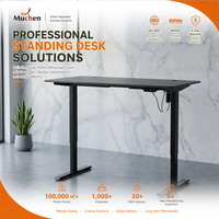 Bureau assis-debout réglable en hauteur avec cadre en fer, plateau en bois et chargeur USB sans fil
