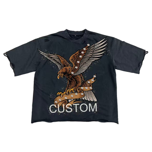 T-shirt graphique surdimensionné personnalisé de haute qualité pour homme, style vintage usé, streetwear, manches courtes, coton, OEM pour unisexe - Product Image 4