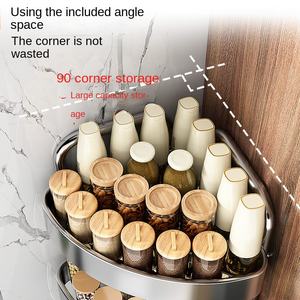 רב תפקודי נירוסטה שכבה משולש אחסון מתלה מטבח פינת משטח פינה מארגן לבקבוק תיבול - Product Image 4