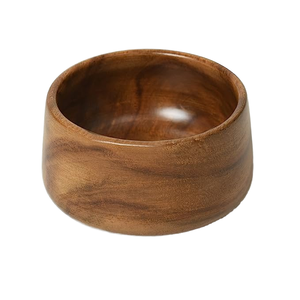 Cuenco para servir ondulado de madera de Acacia Natural 100% pulido para uso en la cocina del Hotel en casa cuenco de fruta exquisito de Falak World Export - Product Image 1