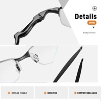 Nouvelle Monture de Lunettes Tendance Sportive Carrée Semi-Cerclée en Acier Inoxydable avec Verres PC de Haute Qualité, Vente en Gros, Logo Personnalisé, Offre Spéciale