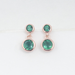 925 silver rose gold emerald <b>earrings</b> - Product Image 1