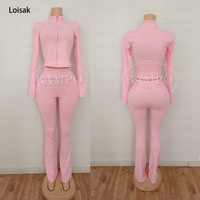 Ensemble deux pièces pour femmes, vêtements Y2K, logo personnalisé, streetwear pour femmes, veste zippée rayée et pantalon de yoga évasé, ensembles de survêtements pour femmes