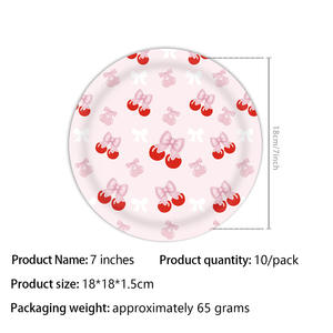 Encantadoras decoraciones para fiestas con temática de cerezas, incluye vajilla desechable, globos, pancartas para cumpleaños, celebración de Baby Shower - Product Image 6